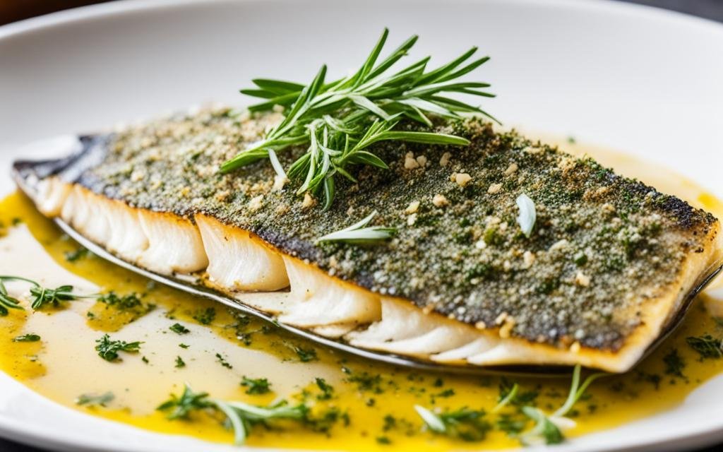 Baked Sand Dabs Stuffed with Herbs and Garlic