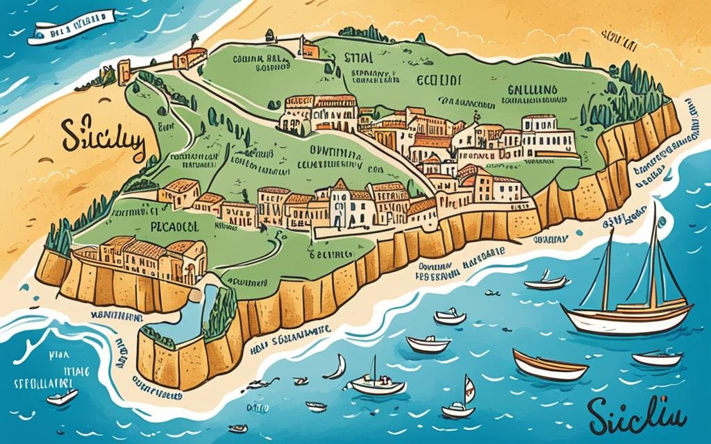 detailed map of Sicily
